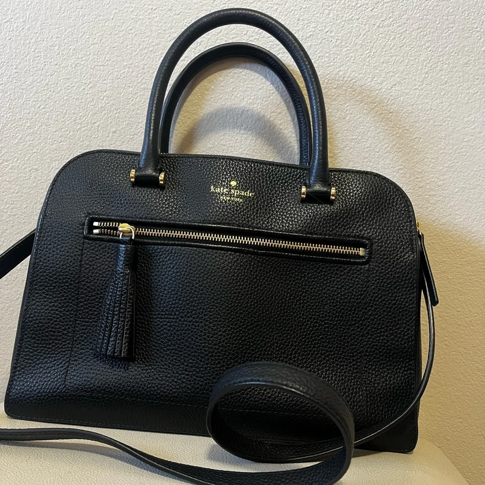 Kate Spate Chester Street Black Pebbled Leather Bag Satchel Handbag